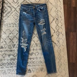 American Eagle medium wash ripped jeans